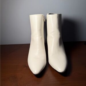 Christian Siriano White Pointed Toe Ankle Boots
